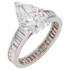 4.01 Carat Pear Statement Brilliant White 18K White Gold Effortless Elegance