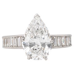 4.01 Carat Pear Statement Brilliant White 18K White Gold Effortless Elegance