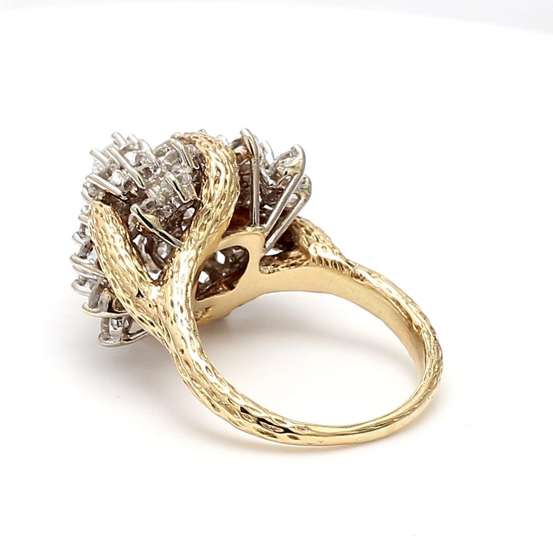 Bague de cocktail en or jaune 14 carats, diamant rond brillant H-I SI2 de 4,01 carats en vente 4