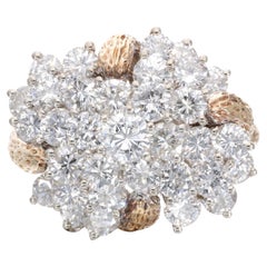 4.01 Carat Round Brilliant H-I SI2 Diamond 14 Karat Yellow Gold Cocktail Ring