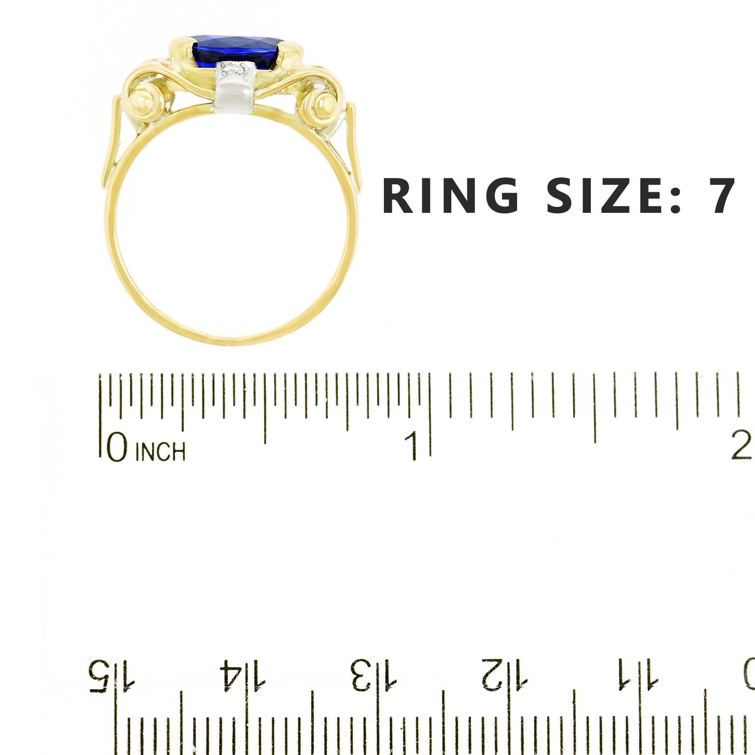 4.01 Carat Sapphire and Diamond Art Deco Ring 1