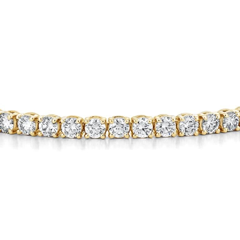 4.01 Carat Single-Row Diamond Tennis Bracelet in 14k Yellow Gold In New Condition For Sale In New York, NY