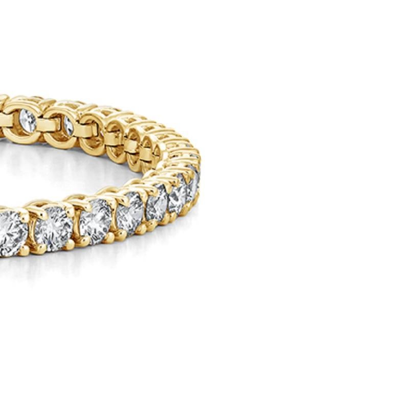 Round Cut 4.01 Carat Single-Row Natural Diamond Tennis Bracelet in 14k Yellow Gold ref545 For Sale