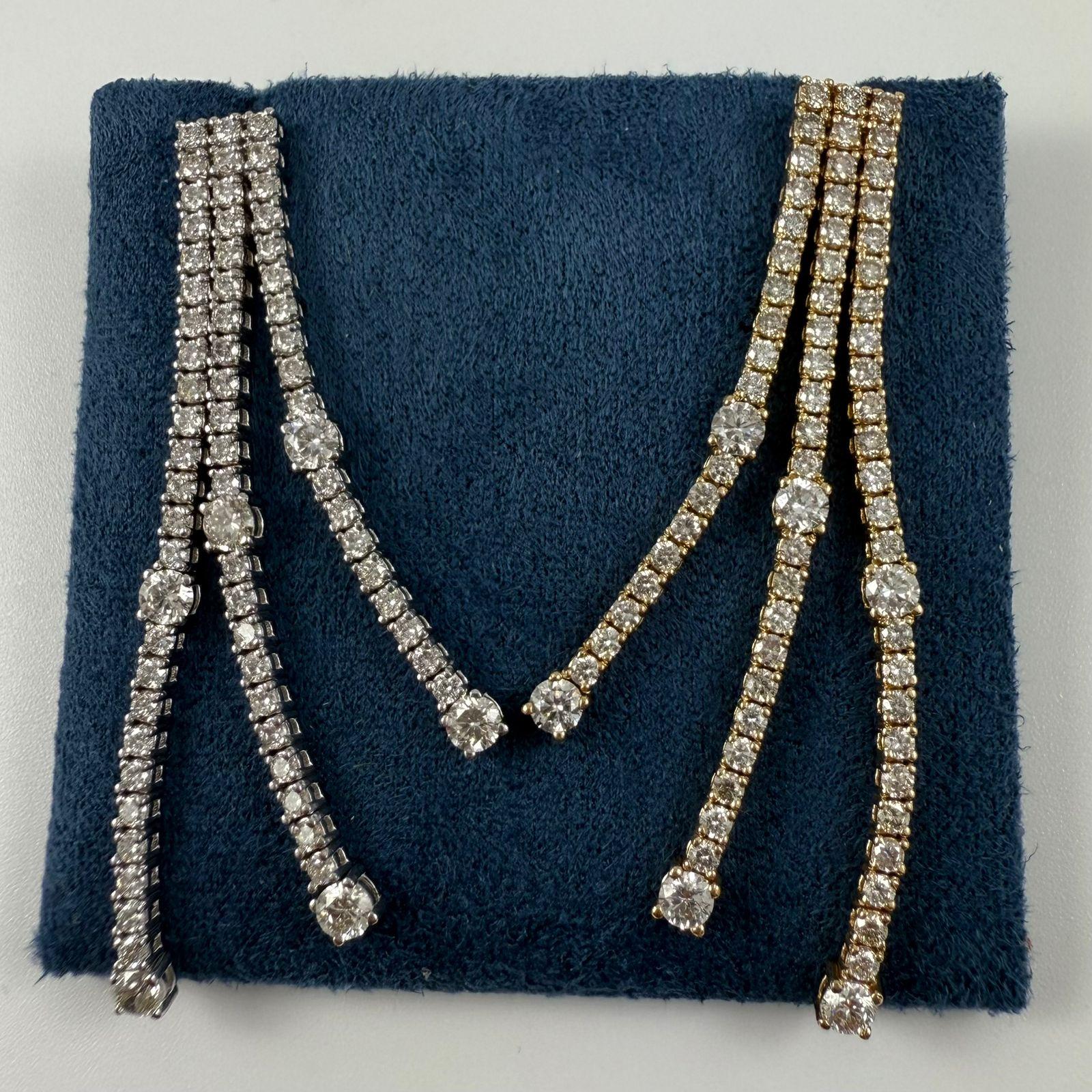 Orecchini a Stazione con Diamante a Tre File da 4,01 Carati in Oro Bianco 14K in vendita 10