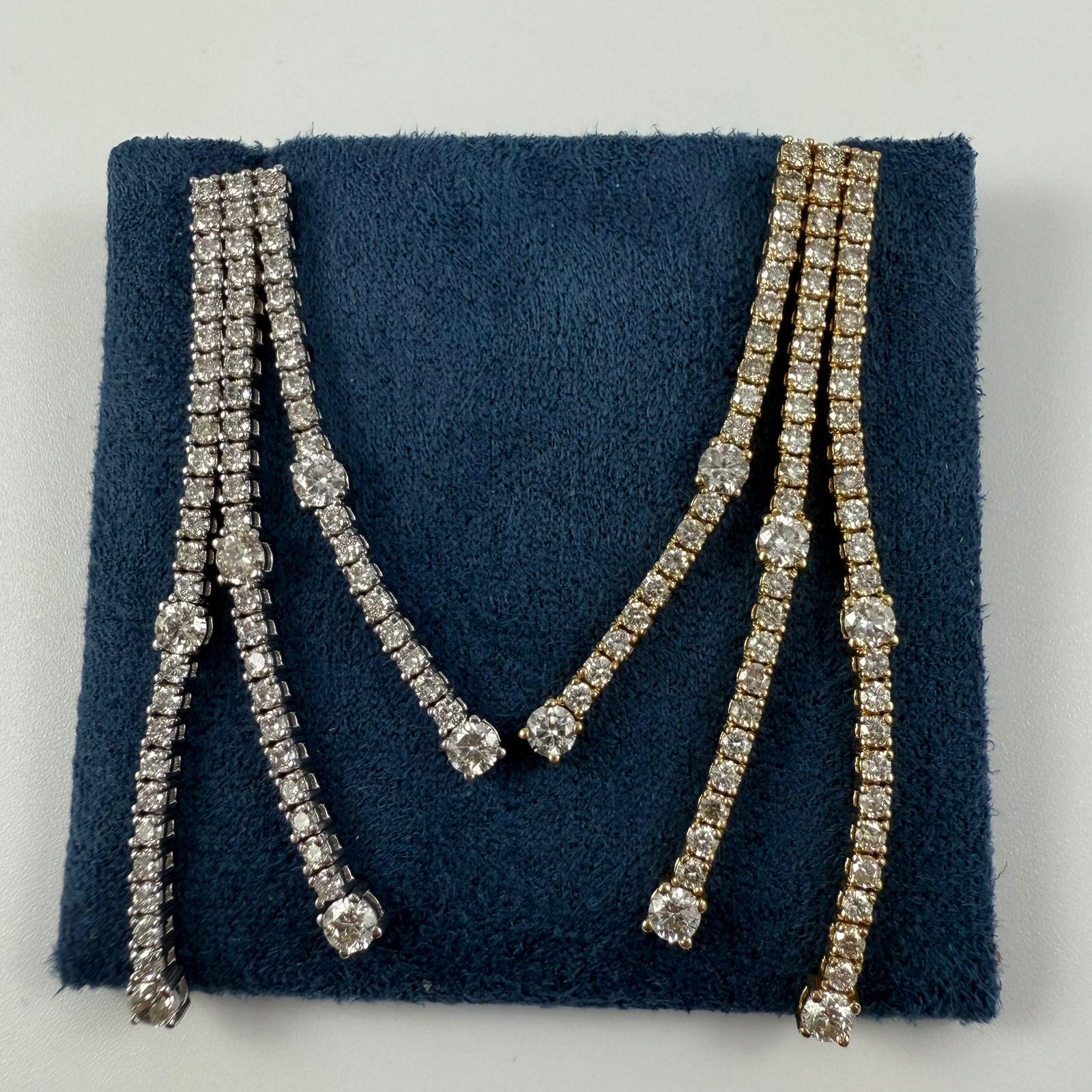 Orecchini a Stazione con Diamante a Tre File da 4,01 Carati in Oro Bianco 14K in vendita 11