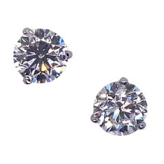 4.01 Carat Total Weight Round Brilliant Diamond Stud Earrings GIA Certified