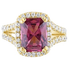 4.01 Carat Tourmaline Diamond 18 Karat Yellow Gold Engagement Ring