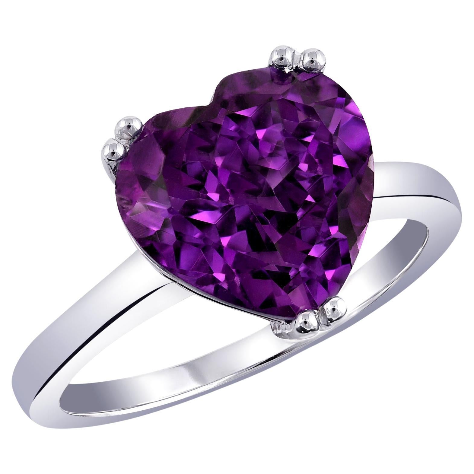 4.01 Carats Amethyst set in 14K White Gold Ring For Sale