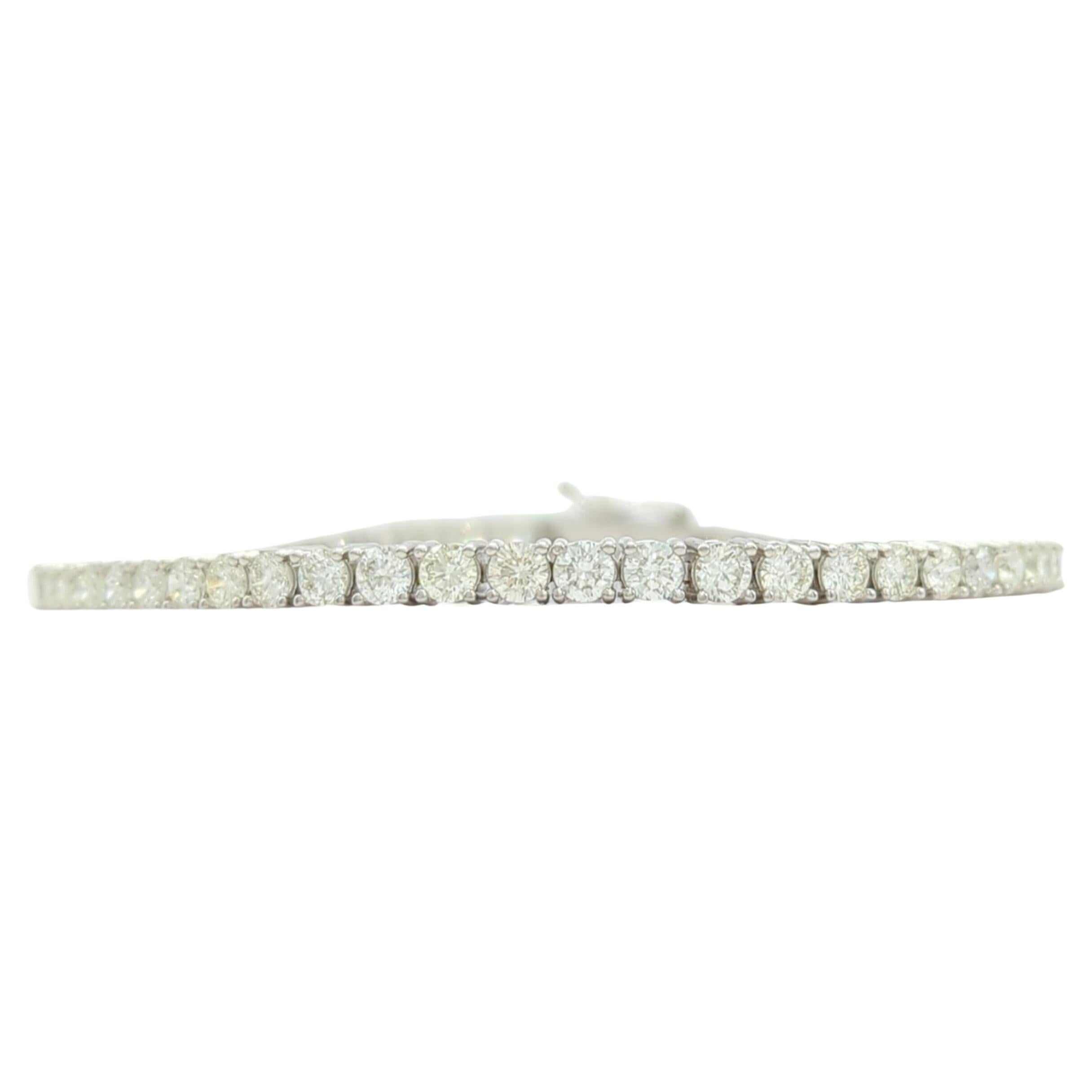 4.01 ct. White Diamond Round Tennis Bracelet in 14K White Gold For Sale