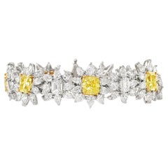 40,16 Karat GIA Fancy Gelbes Diamant-Platin- und 18 Karat Gold Sonnenblumen-Gliederarmband