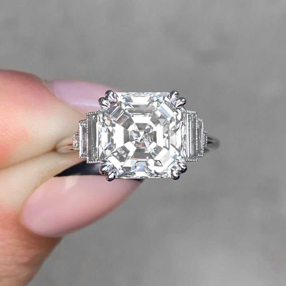 4.01ct Asscher Cut Diamond Engagement Ring, VS1 Clarity, Platinum 4