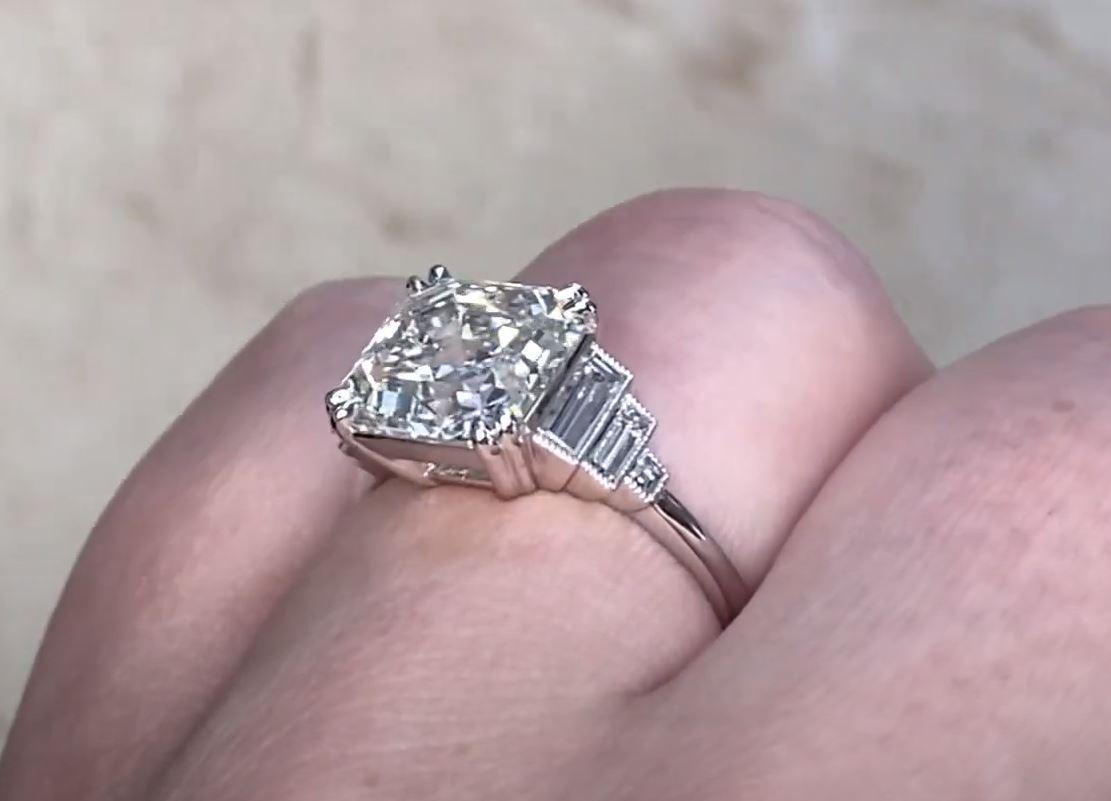 Women's 4.01ct Asscher Cut Diamond Engagement Ring, VS1 Clarity, Platinum