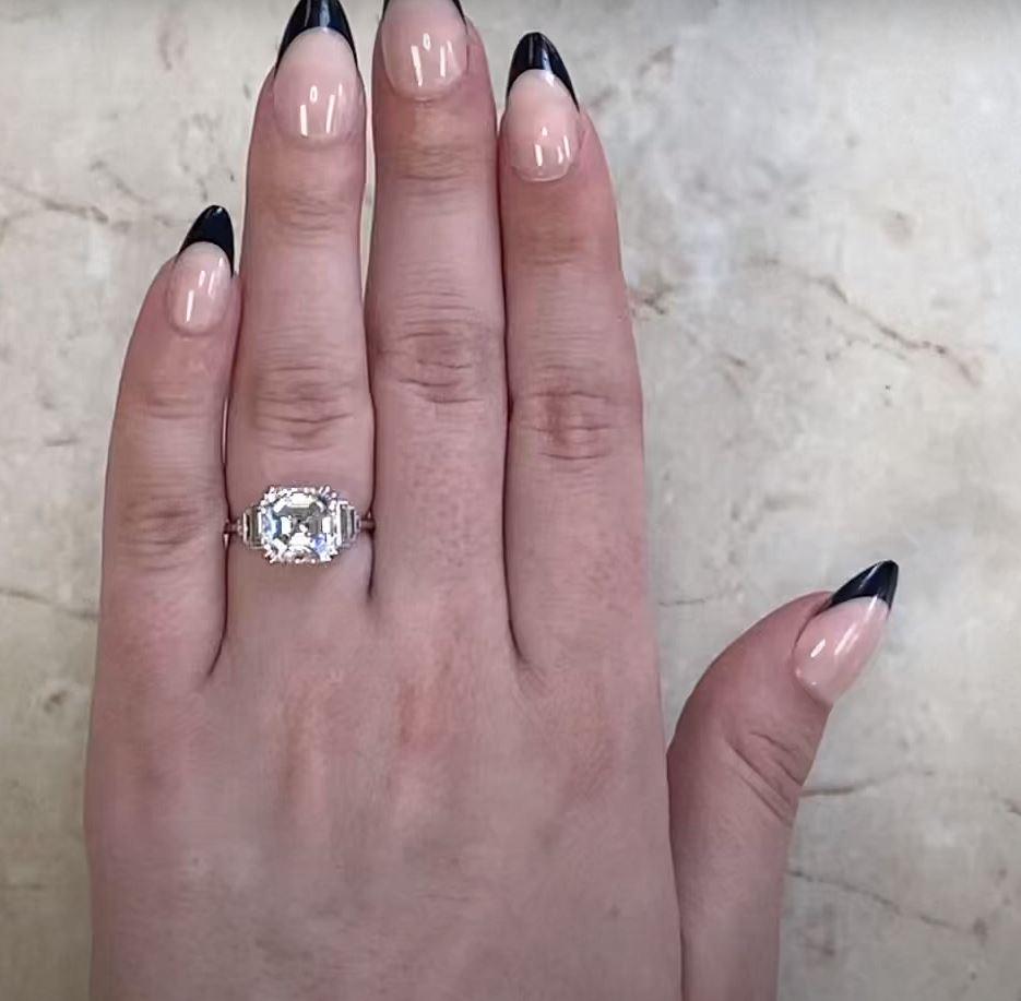4.01ct Asscher Cut Diamond Engagement Ring, VS1 Clarity, Platinum 3