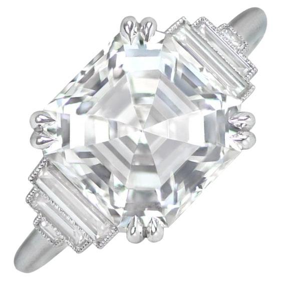 4.01ct Asscher Cut Diamond Engagement Ring, VS1 Clarity, Platinum
