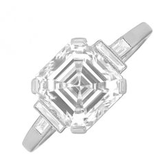 Asscher Cut Diamond Engagement Ring (Approx 3.10-Carats), Platinum