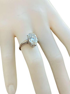 4.01ct GIA Certified Pear Shape Solitaire Diamond Platinum Engagement Ring