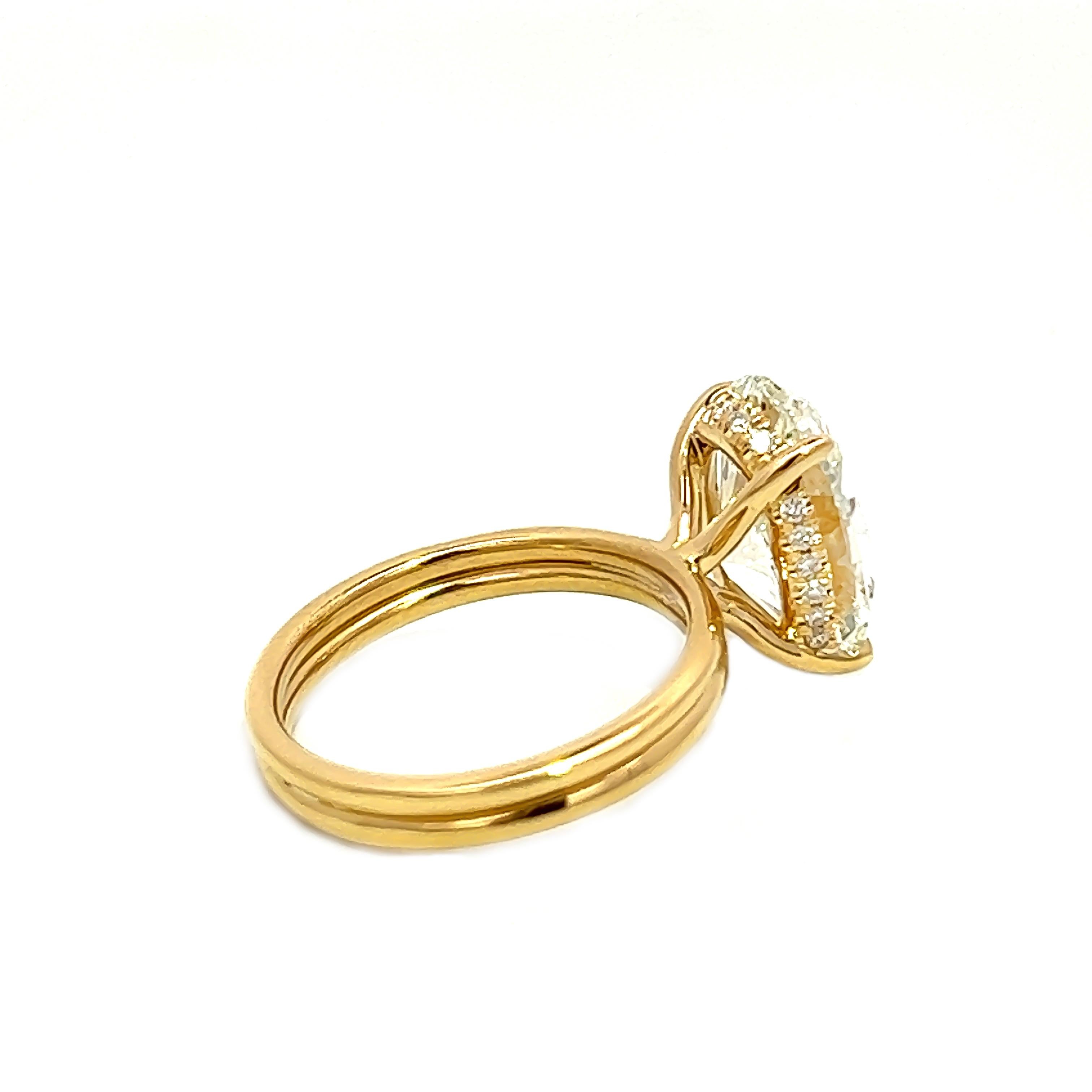 4.01CT GIA Cert Natural Oval Engagement Diamond Ring Set in 18K Yellow Gold 1