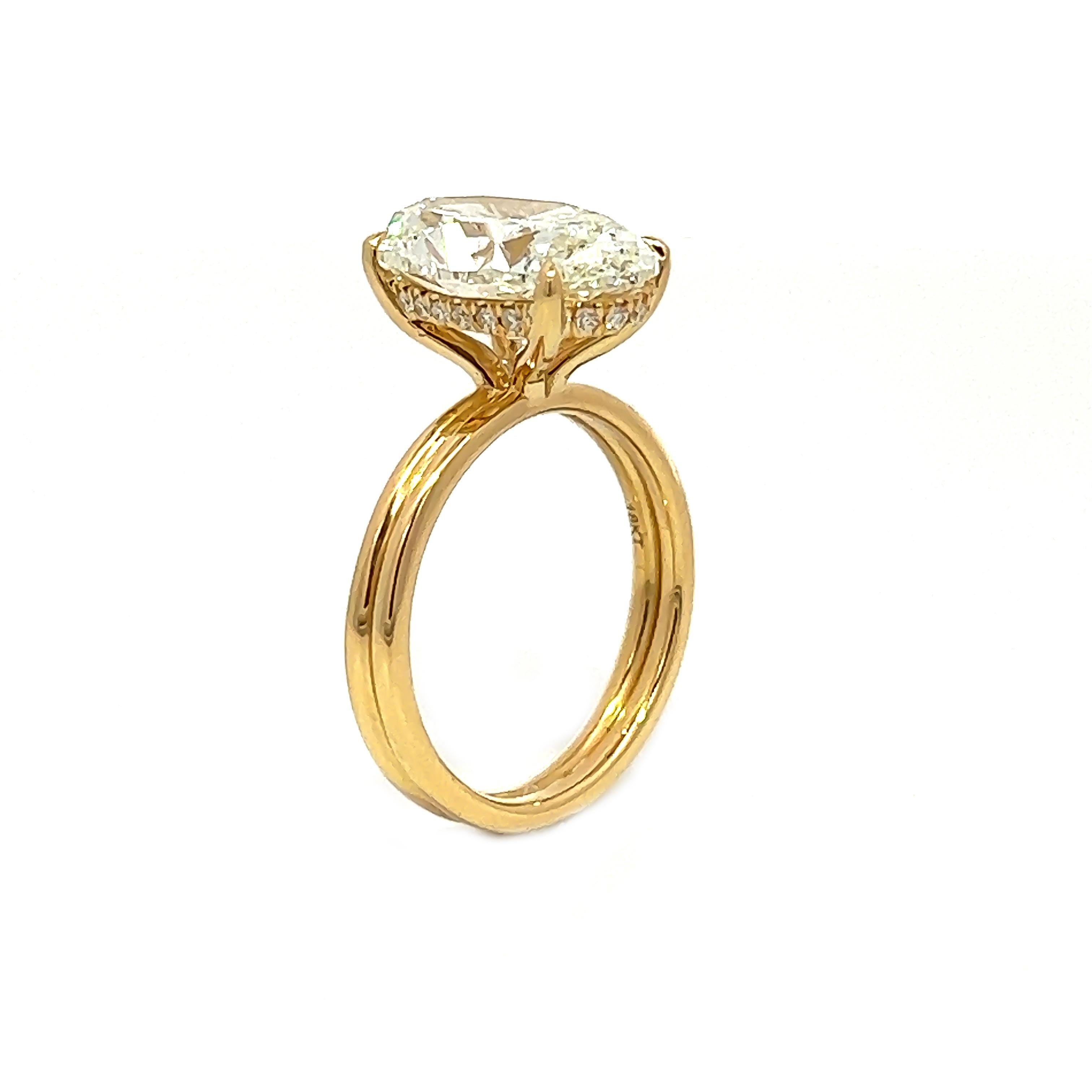 4.01CT GIA Cert Natural Oval Engagement Diamond Ring Set in 18K Yellow Gold 2