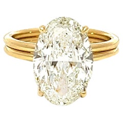 4.01CT GIA Cert Natürlicher Ovaler Verlobungsdiamantenring aus 18K Gelbgold