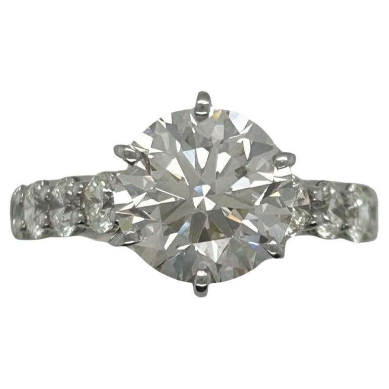 4.01ct Natural Diamond Ring GIA Certified Size 8 With Diamonds on Side For Sale