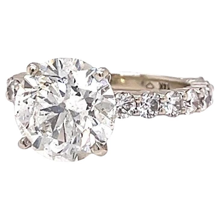 4.01ct Natural Round Cut Diamond in 14K White Gold Si3 Clarity Pave Diamond Ring