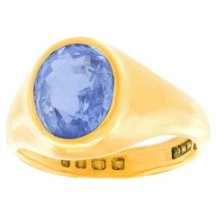 4.01ct No Heat Sapphire Signet Ring GIA