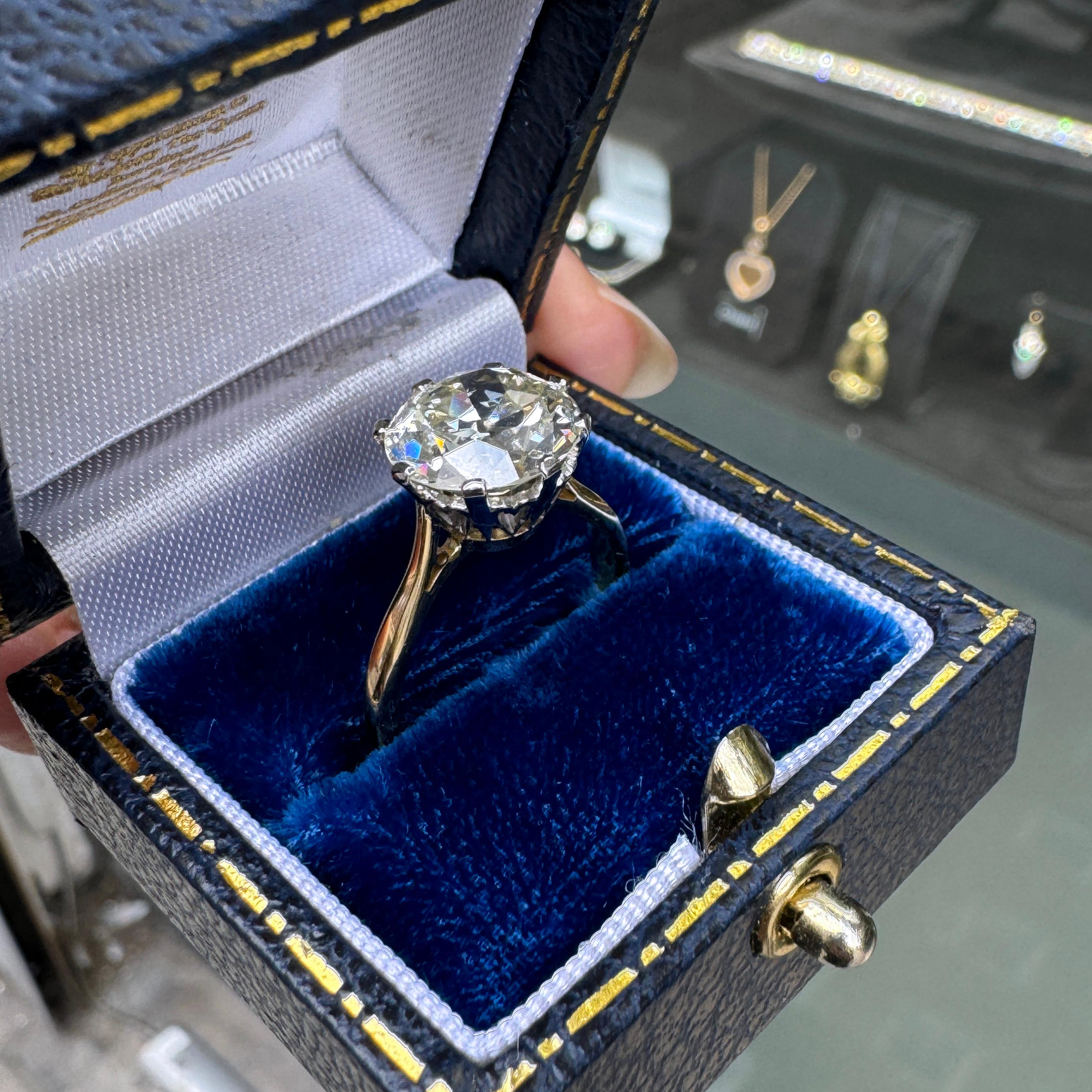 4.01ct Old European Cut Diamond 18ct Gold und Platin Antiker Verlobungsring im Zustand „Hervorragend“ im Angebot in London, GB
