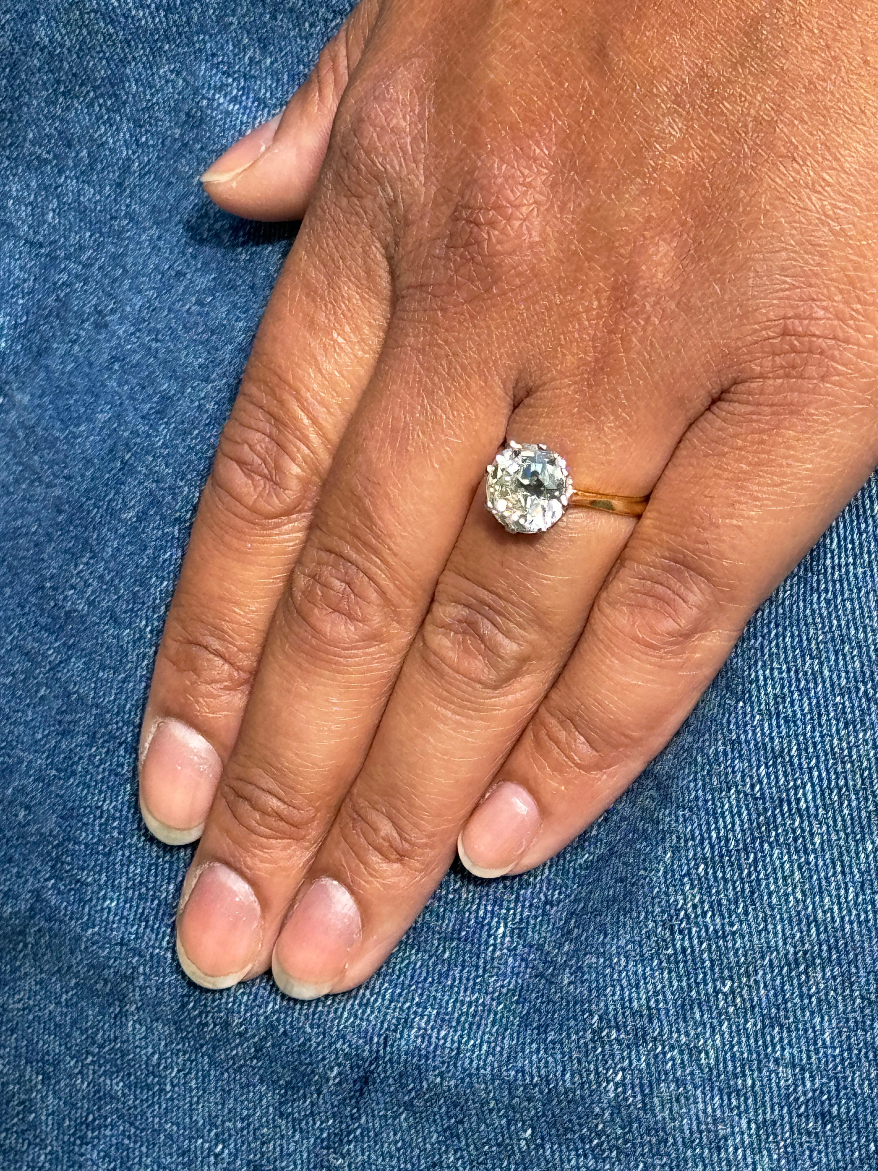 4.01ct Old European Cut Diamond 18ct Gold und Platin Antiker Verlobungsring im Angebot 3