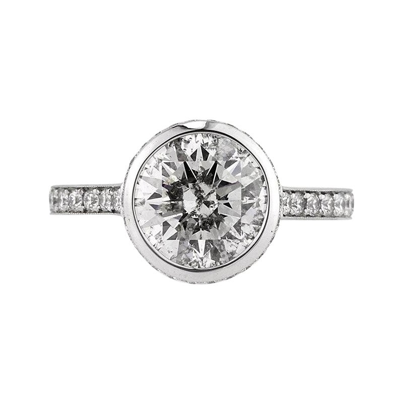 4.01ct Round Brilliant Cut Diamond Engagement Ring For Sale