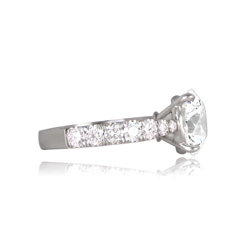 Art Deco 4.01ct Round Brilliant Cut Diamond Engagement Ring, Platinum For Sale