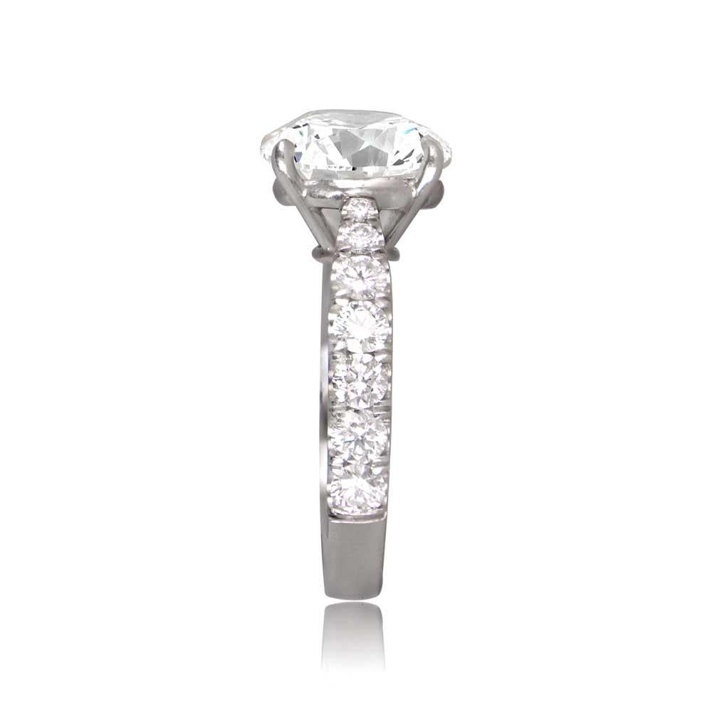 Round Cut 4.01ct Round Brilliant Cut Diamond Engagement Ring, Platinum For Sale