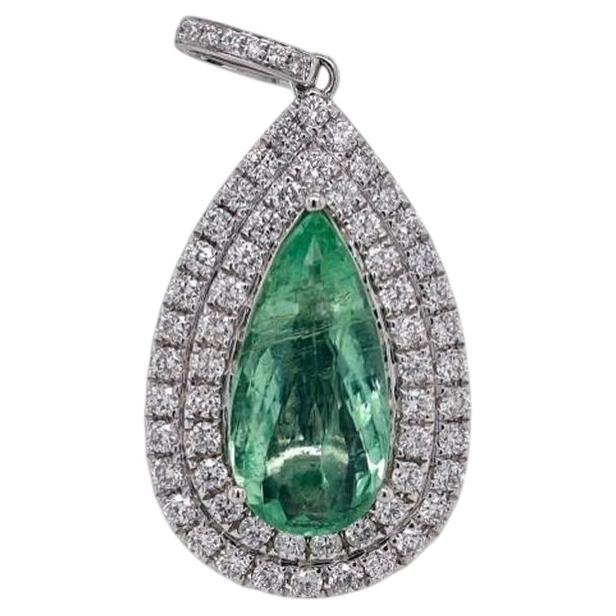 4.01ct Vivid Neon Green Paraiba Tourmaline Pendant 18K Gold GIA Cert