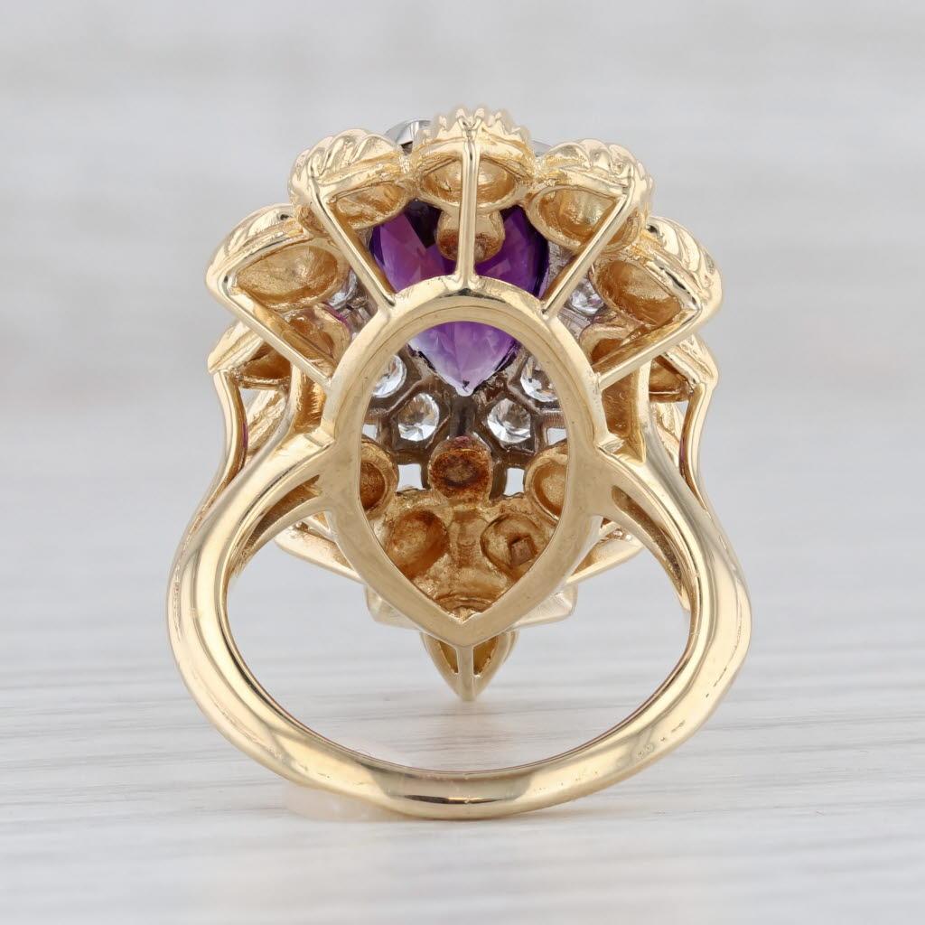 4.01ctw Amethyst Diamond Cocktail Ring 18k Yellow Gold Size 6.75 In Excellent Condition For Sale In McLeansville, NC