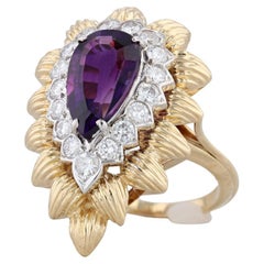 4.01ctw Amethyst Diamond Cocktail Ring 18k Yellow Gold Size 6.75 4.01ctw Amethyst Diamond Cocktail Ring 18k Yellow Gold Size 6.75