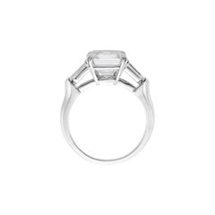 4.02 Carat Asscher Diamond Ring Brilliant White 18K Gold Everyday Royalty