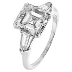4.02 Carat Asscher Diamond Ring Brilliant White 18K Gold Everyday Royalty