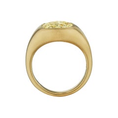 4.02 Carat Cushion Brilliant Diamond Gold Gypsy Ring