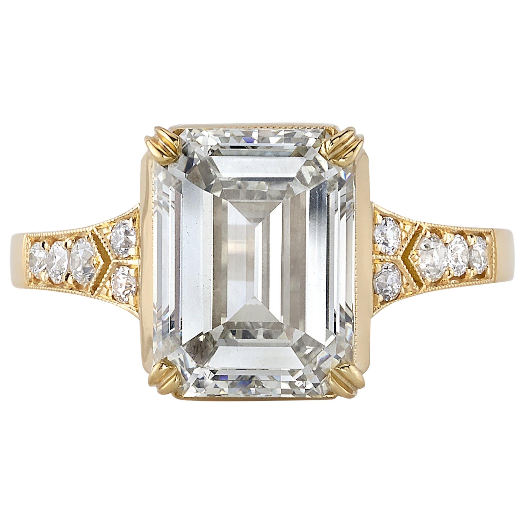 4.02 Carat GIA Certified Emerald Cut Diamond Set in an 18 Karat Yellow Gold Ring