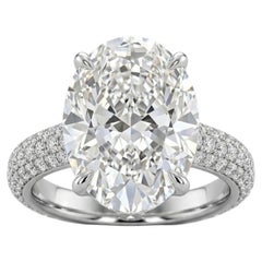 Anillo de diamantes brillantes ovalados con certificado GIA de 4,02 quilates en platino