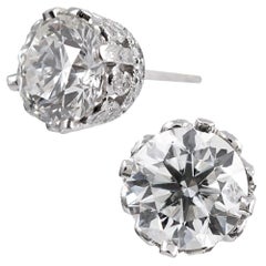 4.02 Carat GIA Diamond Solitaire Stud Earrings in “Diamond Crown” Mountings