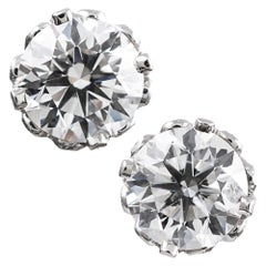 4.02 Carat GIA Diamond Solitaire Stud Earrings in “Diamond Crown” Mountings