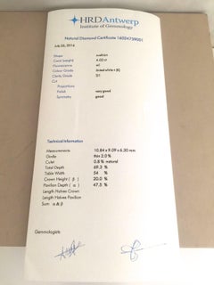 4.02 Carat HRD Certificate White Cushion Cut Diamond
