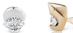 4.02 Carat Marquise Shaped Diamond in a Shark's Mouth Cufflink