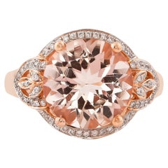 Bague en or rose 18 carats avec morganite de 4,02 carats et diamants.