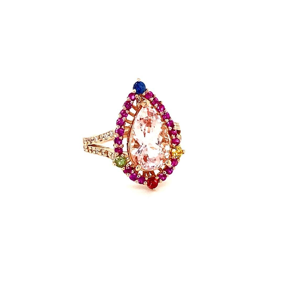 4.02 Carat Morganite Diamond Sapphire Rose Gold Cocktail Ring

A definite showstopper and a great alternative to a Pink Diamond!!

Item Specs:

Pink Morganite (Pear Cut) = 3.08 carats
28 Diamonds (Round Brilliant Cut) = 0.27 carats
4 Multi-Color