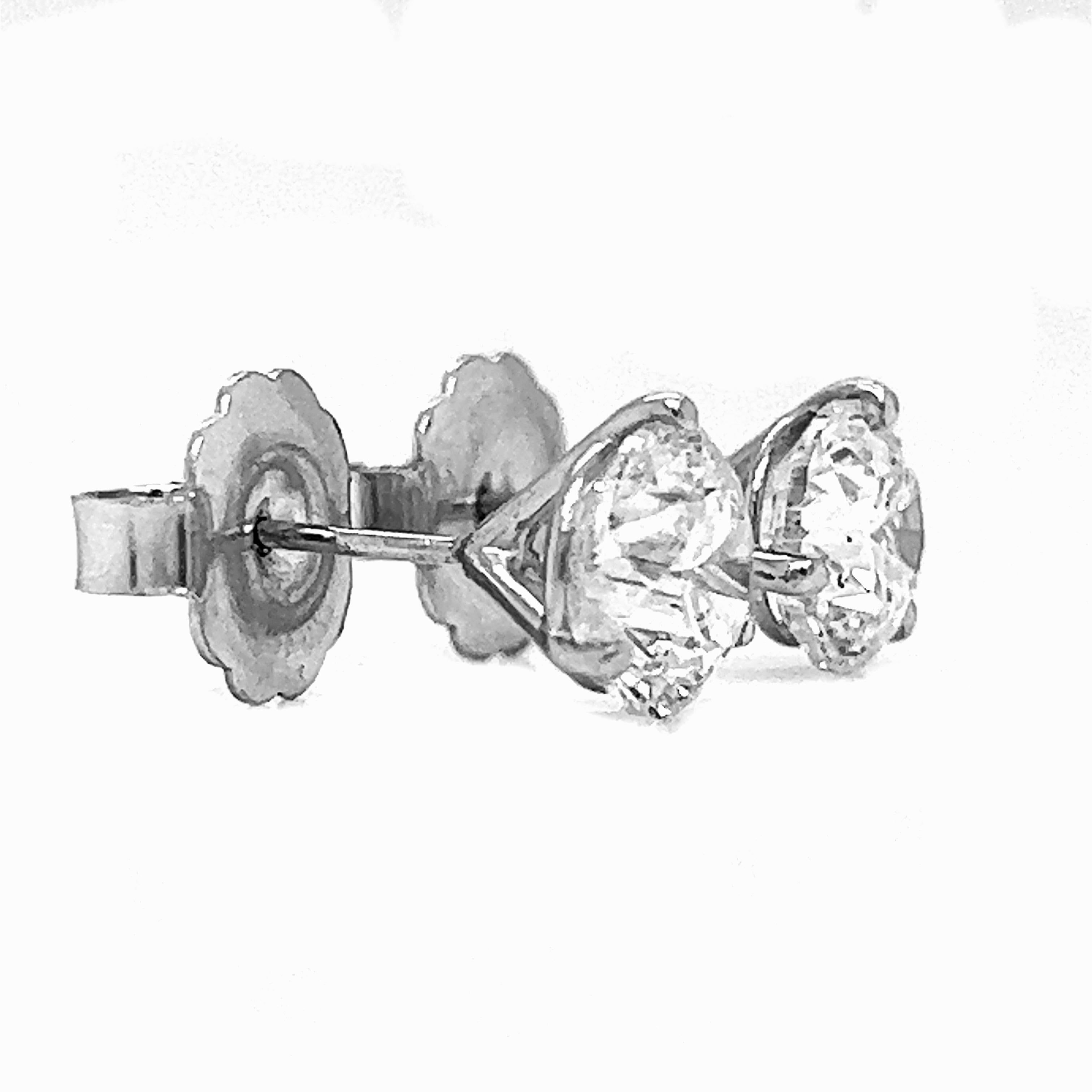 Round Cut 4.02 Carat Natural Mined Round Diamond EGL Certified Stud 14K White Gold Earring For Sale