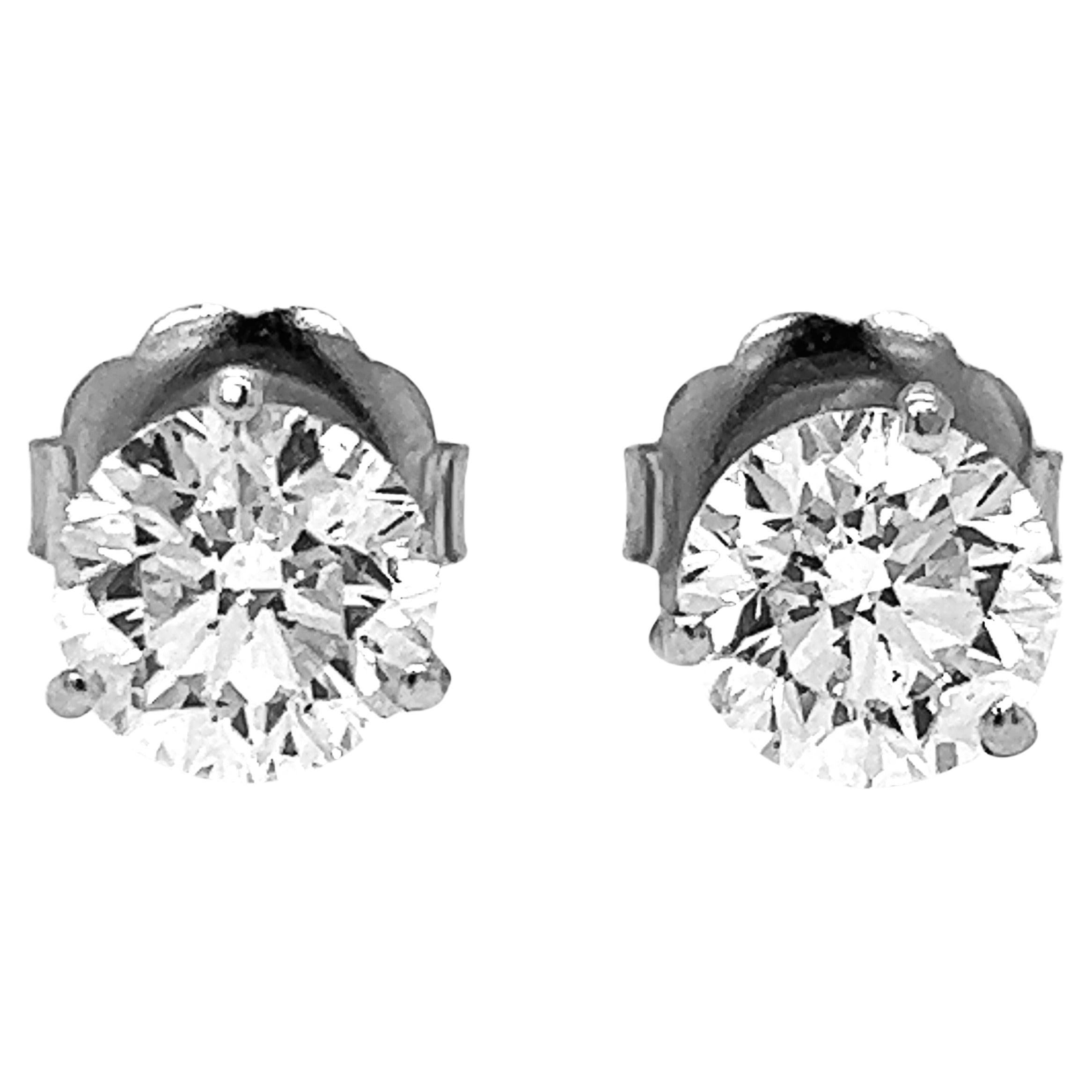 4.02 Carat Natural Mined Round Diamond EGL Certified Stud 14K White Gold Earring For Sale