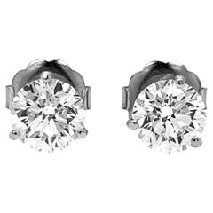 Clous d'oreilles en or blanc 14 carats et diamants ronds de 4,02 carats, certifiés EGL