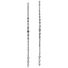 4.02 Carat Natural Round Diamonds Dangle Earrings 14 Karat Extra Long**