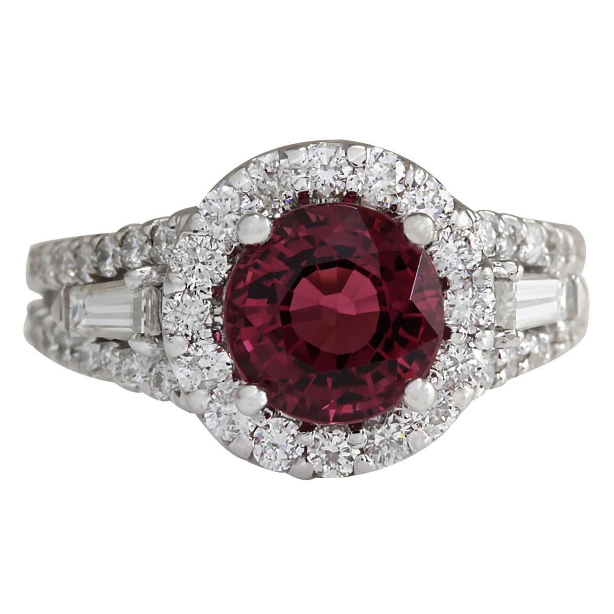 Natural Tourmaline Diamond Ring In 14 Karat White Gold 